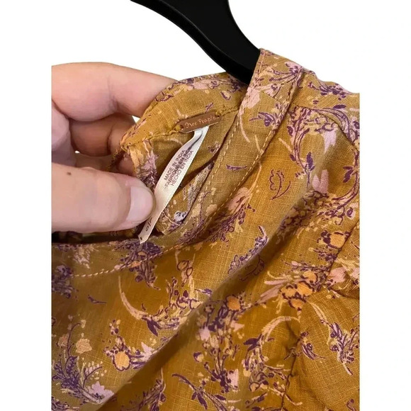 Free People Monica Top Corset Style Back Cut Out 3/4 Sleeve Shirt Size Large - Picture 3 of 7